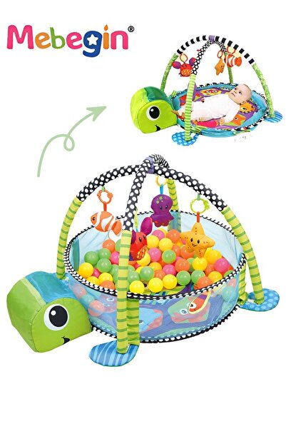 MEBEGIN سجادة لعب للأطفال مع 30 كرة وحقيبة حمل، صالة ألعاب رياضية على شكل سلح...