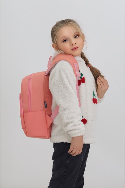 Probag Cute Dinosaur Figured Salmon Kindergarten Nursery Bag 4 Compartment Girls' Backpack