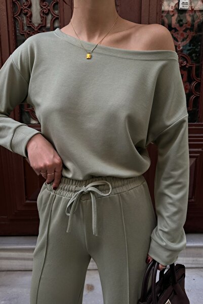 BEJNA Women's Off-Shoulder Soft Modal Textured Bottom Top Set