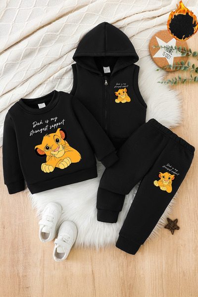 ADABEBEK Premium Young Lion Printed Vest Set 3-Piece Bottom Top Baby Set 24744