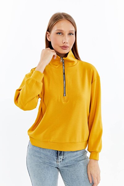 Maison La Femme Women's zip-up crewneck sweatshirt