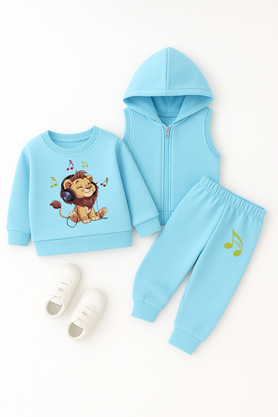 ADABEBEK Premium Aslan Printed Vest Set 3-Piece Baby Set 23406