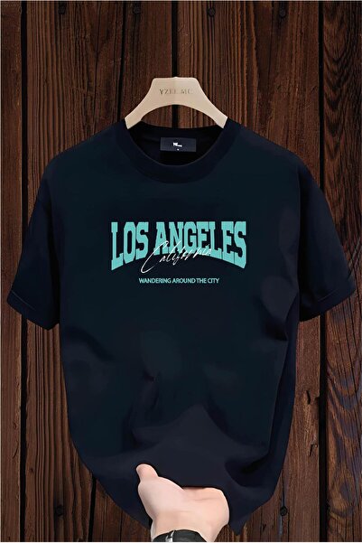 donamod تي شيرت من القطن بتصميم أنيق ومريح من لوس أنجلوس مطبوع