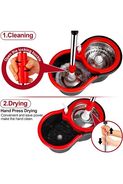 festive Easy Spin Mop and Bucket Set – 360° Rotating Spin Mop with Stainless Steel Telescopic Han