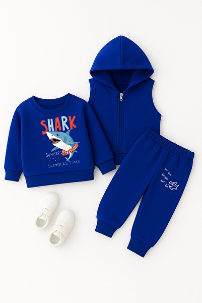 ADABEBEK Premium Shark Printed Vest Set 3-Piece Bottom Top Baby Set 22562