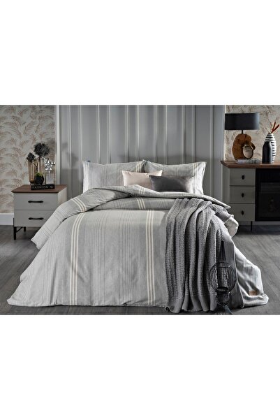 New Linen Nevresim Takımı Gri - Çift Kişilik