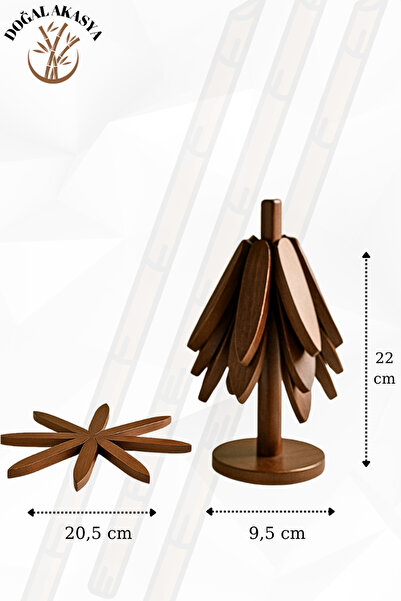 Penthouse 4-Piece Acacia Coaster Set - Coaster Practical Folding Cup & Plate Coaster