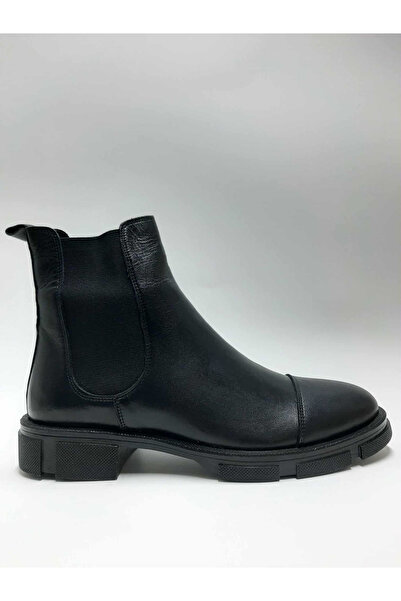 Ramos Genuine Leather Flexible Black Laceless Chelsea Model Winter Men's Boots