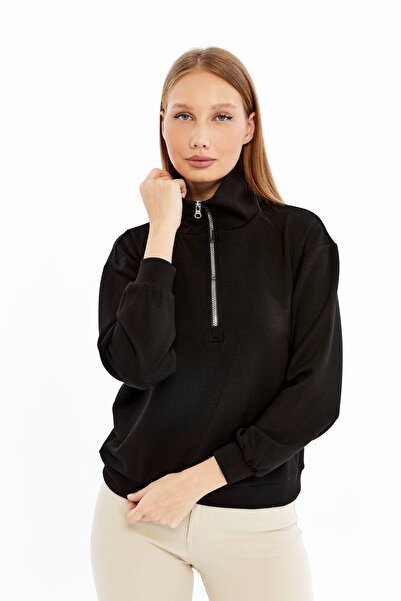 Maison La Femme Women's zip-up crewneck sweatshirt