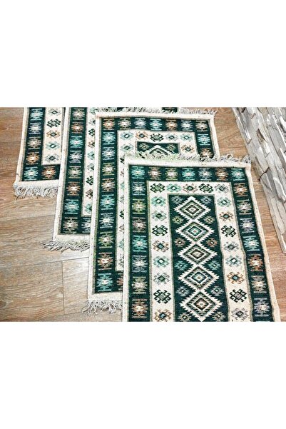 OEM Set of 4 traditional woven rugs, double-sided, 60 x 90 cm, Green