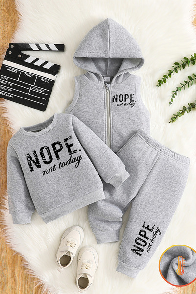 ADABEBEK Premium Nope Not Today Printed Vest Set 3-Piece Bottom and Top Baby Set 24747