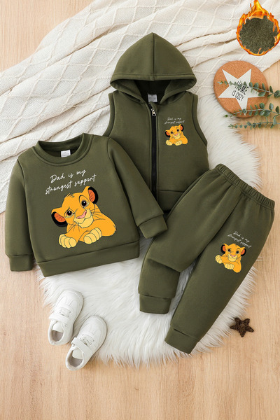 ADABEBEK Premium Young Lion Printed Vest Set 3-Piece Bottom Top Baby Set 24744