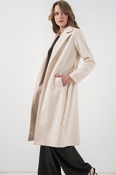 Bigdart 9118 Double-Breasted Collar Cashmere Coat - Ecru