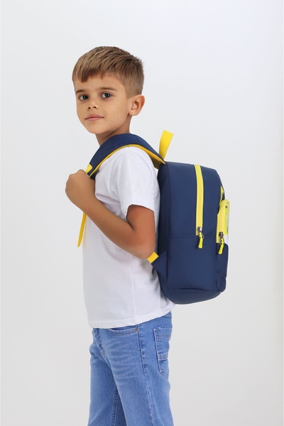 Probag Navy Blue Kindergarten Nursery Bag with Fox Figure, 4 Compartments, Boys and Girls Children's Backpack