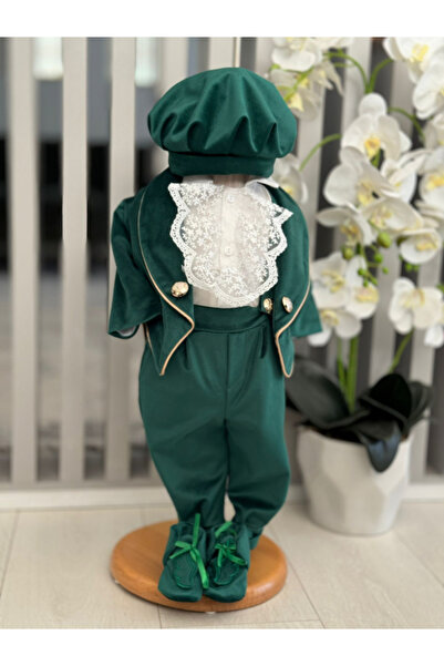 GabrielleBebe Baptism Angel Outfit with Detachable Wings – Bodysuit, Booties & Bonnet (Green)