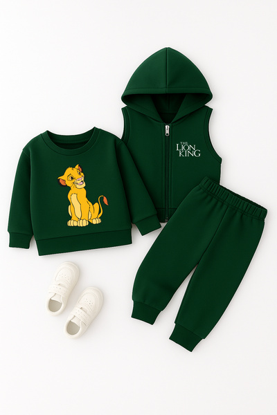 ADABEBEK Premium Tarz Printed Vest Set 3-Piece Bottom and Top Baby Set 24022