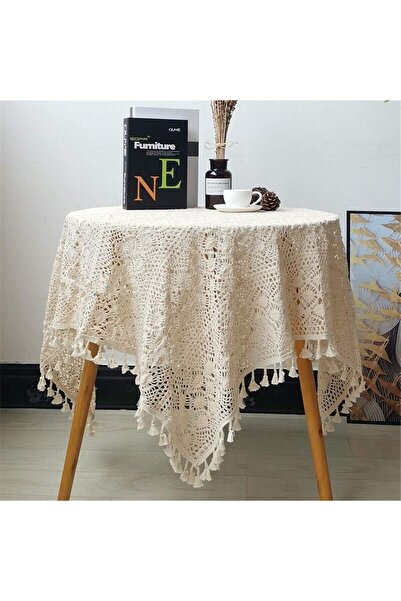 fulina Vintage Crochet Tablecloths Lace Doilies Cotton Beige Square Tablecloths Table Cover Table Topper We