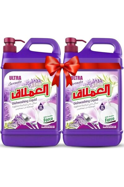 Al Emlaq سائل غسيل الأطباق فائق الجودة، برائحة اللافندر، عبوة من قطعتين، 1800 مل
