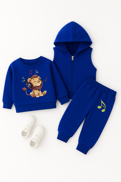 ADABEBEK Premium Aslan Printed Vest Set 3-Piece Baby Set 23406