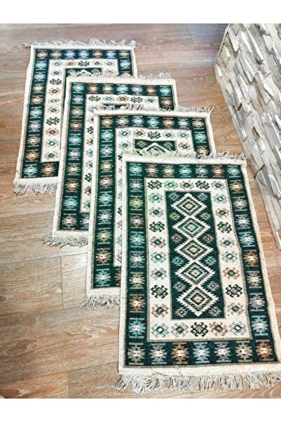OEM Set of 4 traditional woven rugs, double-sided, 60 x 90 cm, Green