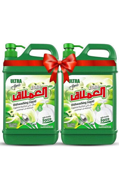 Al Emlaq سائل غسيل الأطباق فائق الجودة، بنكهة التفاح، عبوة من قطعتين، 1800 مل