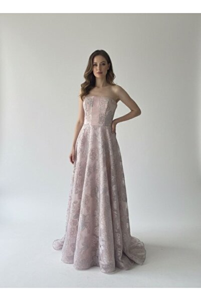 Tangül&Ali'S Moda Evi Straplez Pembe Maxi Elbise