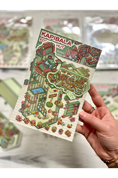 Kağıt Gemi Dükkan DIY Kapibara Orman Karavanı Tasarla 2Yaprak 87 Adet 3D Dior...