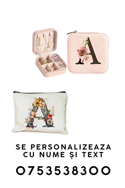 CrisPrint Cosmetic bag + jewelry box letter A set
