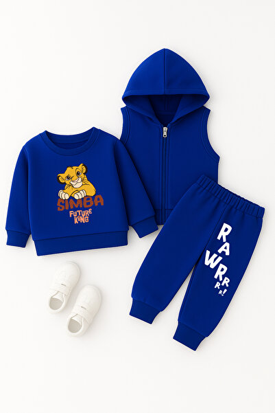 ADABEBEK Premium Simba Rawrrr Printed Vest Set 3-Piece Bottom and Top Baby Set 24406