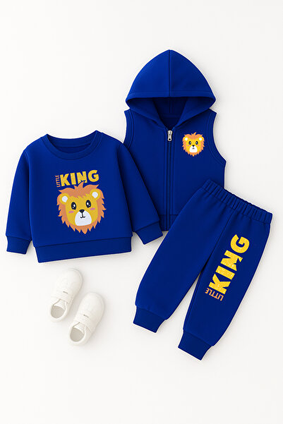 ADABEBEK Premium Little King Printed Vest Set 3-Piece Bottom and Top Baby Set 11075