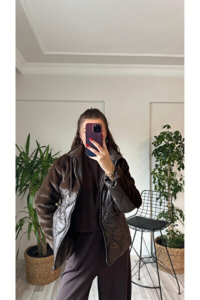 perchemfashion Fur Detail Hooded Quilted Coat