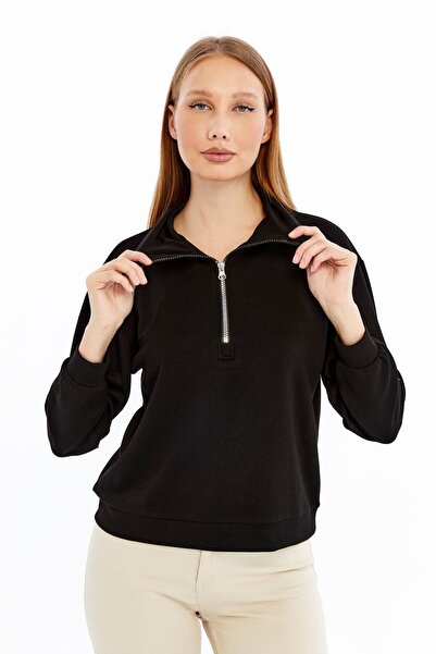 Maison La Femme Women's zip-up crewneck sweatshirt