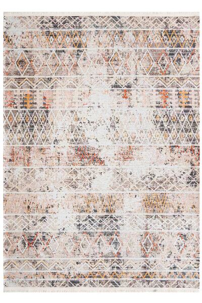 Oriente Home İskandinav Desen Krem Şönil Makine Halısı Kaymaz Taban Yıkanabilir Mutfak Halısı 7745