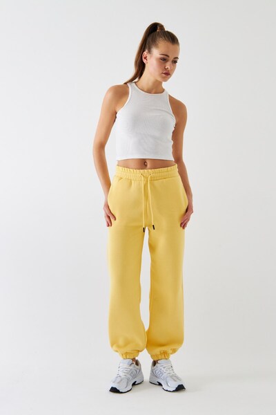 GIA - ART Oversize Unisex Sweatpants Yellow – 3-Thread Ribbed, Elasticated Waistband, Pockets, Modern Relaxed Fit
