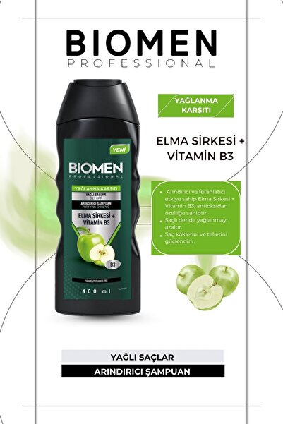 Biomen Professional Elma Sirkesi&vitamin B3 Yağlanma Karşıtı Arındırıcı Şampuan 400 ml