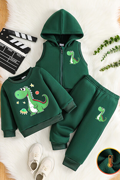 ADABEBEK Premium Dinosaur Printed Vest Set 3-Piece Bottom and Top Baby Set 24750