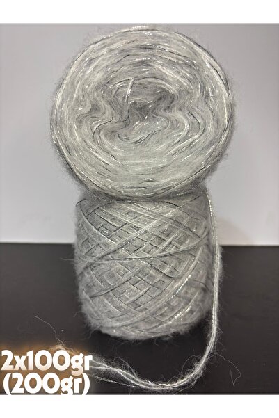 Ana&Kuzusu İplik Gri (2 kat) elit moher, gümüş sim (3 kat sarım) özel tasarım...