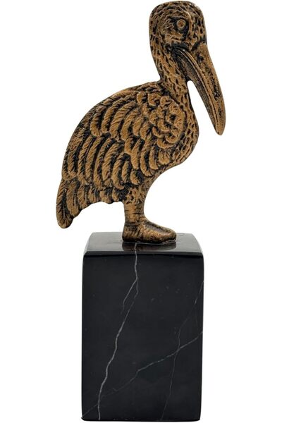 B&D Ornamental Duck Sculpture on Black Marble Base, Bronze Finish, Vintage Home Decor - banddtools