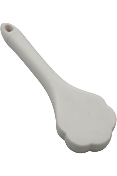 B&D Ceramic Spoon Rest with Floral Pattern – White Decorative Spoon Holder