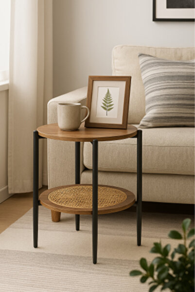 HOMEZ NEED Modern wooden and metal side table – a touch of elegance for your living room