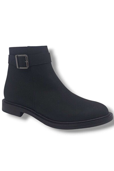 Zerhan 801 Women's Black Buckle Zippered Large Size Boots 41 42