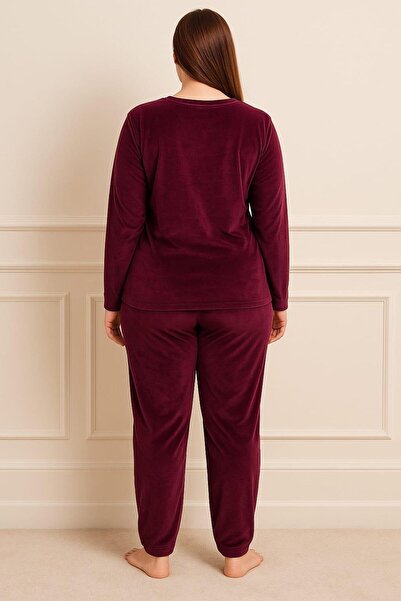 Pemilo Women's plus size 13212 velvet pajama set - plum