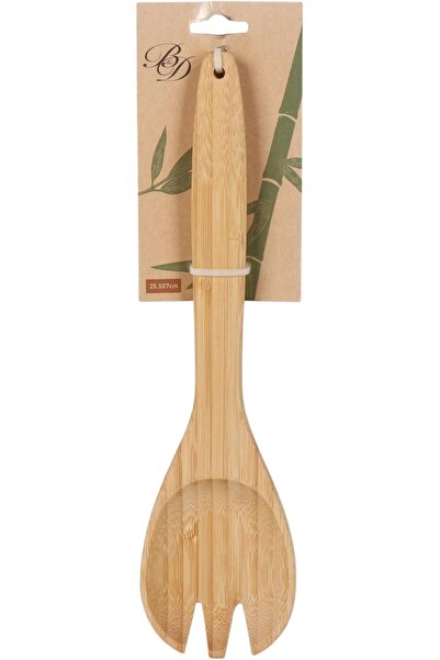B&D Natural Bamboo Serving Fork, Slotted Kitchen Utensil, 25.5cm Length