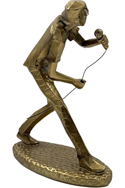 B&D DÉCOR Singer Figurine, Bronze Metal Statue, Decorative Microphone Sculpture