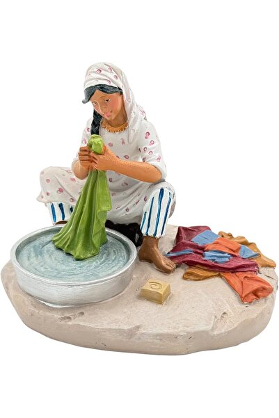 B&D Decorative Statue - Traditional Washing Scene, Hand-Painted Polyresin Antique Home Decor