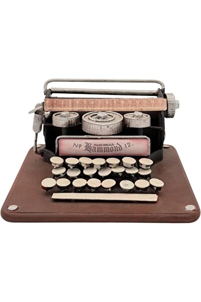B&D نسخة طبق الأصل من آلة كاتبة هاموند رقم ١٢ المزخرفة - هيكل معدني، قاعدة خشبية، ديكور مكتب عتيق