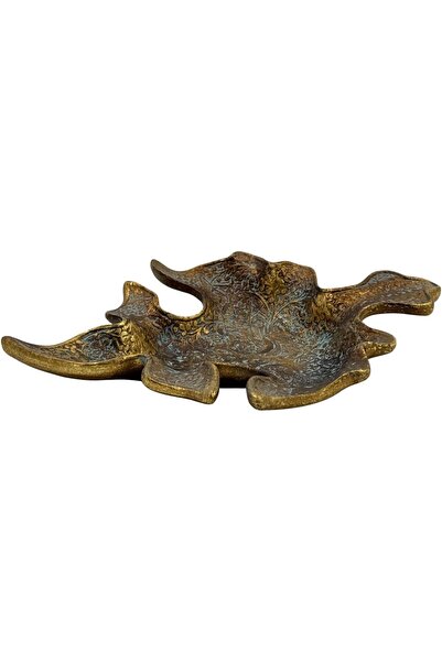 B&D Decorative Oak Leaf Polyresin Serving Tray, Vintage Bronze Finish, Textured Pattern