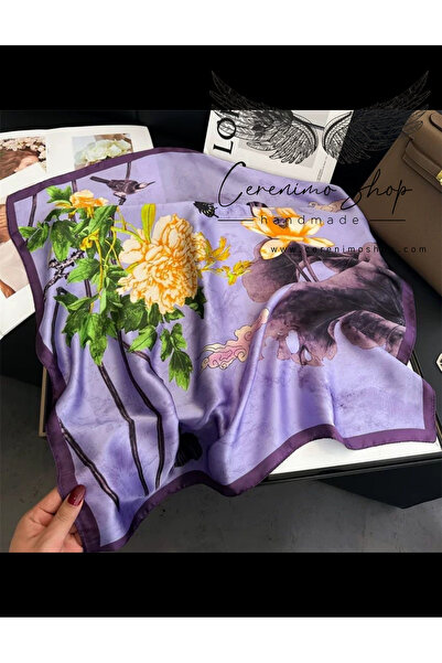 Cerenimo Shop شال-وشاح من الساتان منقوش ملون (70×70 سم)