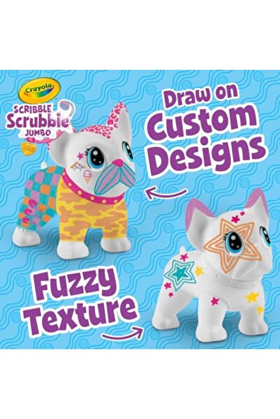 Crayola Jumbo Scribble Scrubbie Pet Set - Wilbur the French Bulldog (Poseable, Includes 5 Washable M