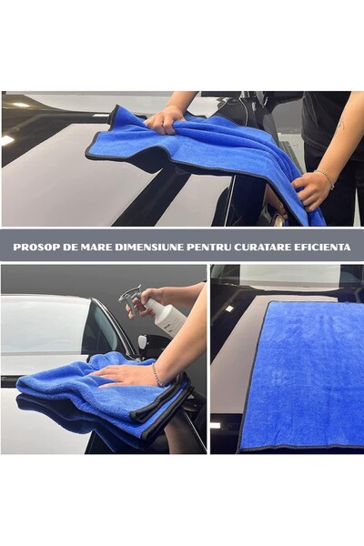 OEM Lavetă microfibră auto mare, super-absorbantă, 90x60 cm, albastru-gri